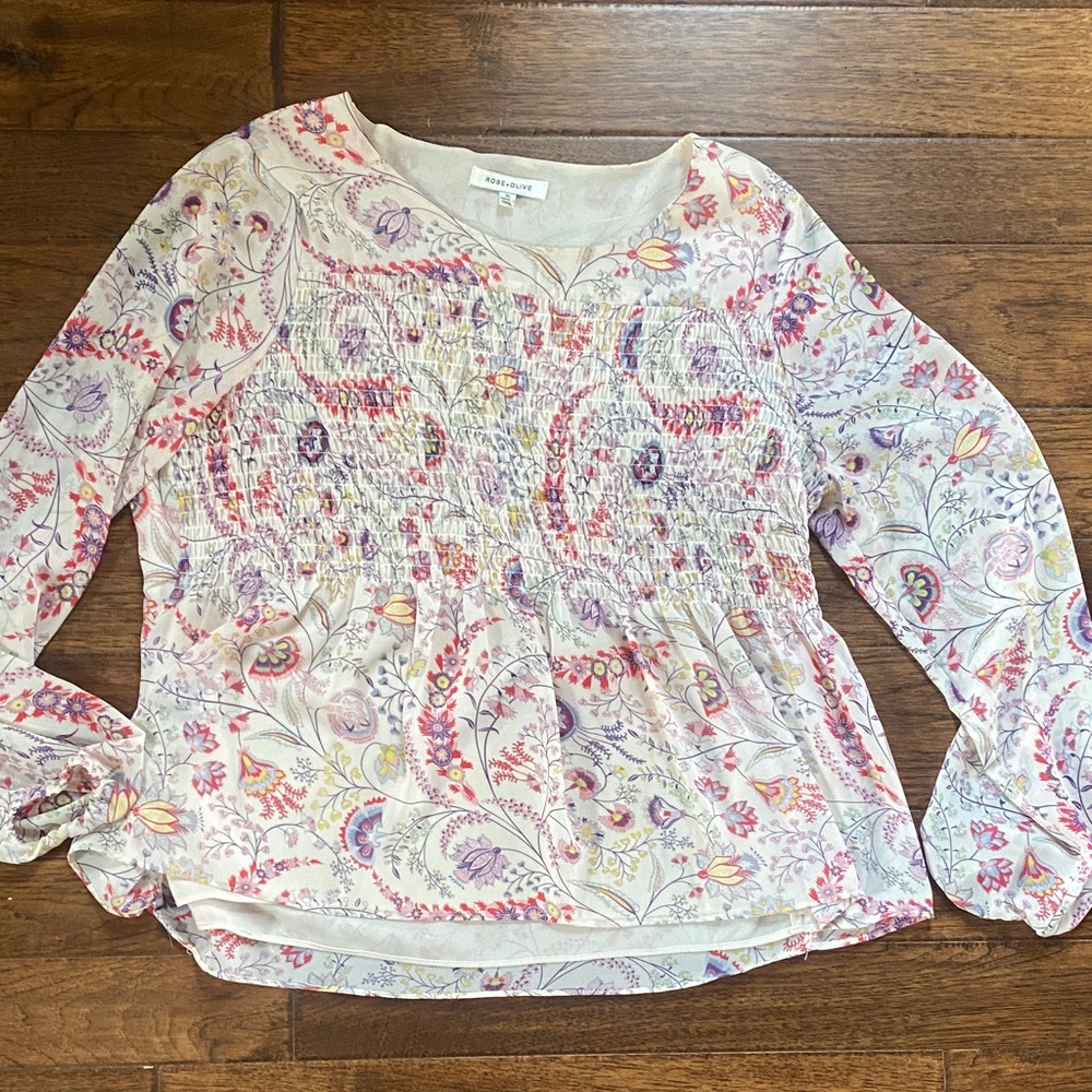 Rose + Olive Multicolor Floral Blouse